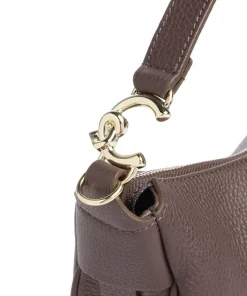 C-Easy Schultertasche genarbtes Leder dunkelbraun