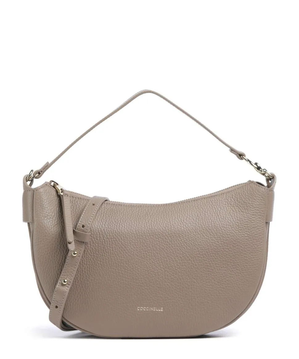 C-Easy Schultertasche genarbtes Leder taupe