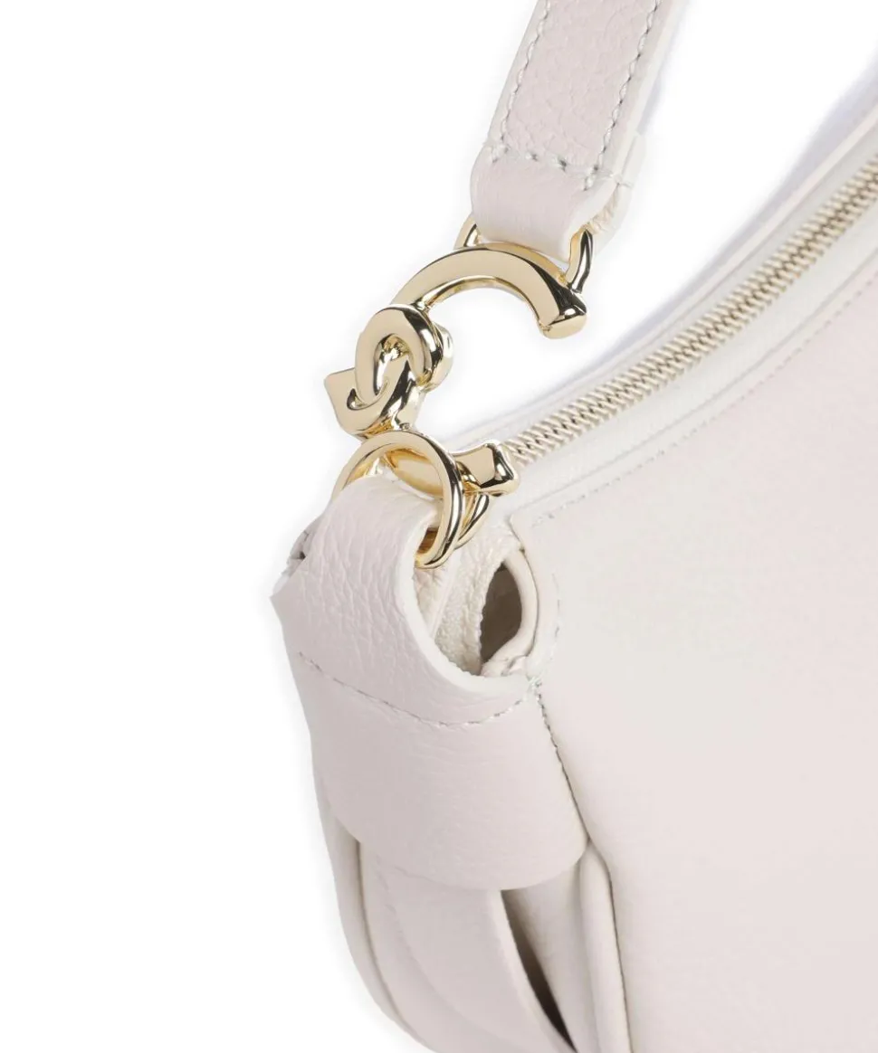 C-Easy Schultertasche genarbtes Leder weiß