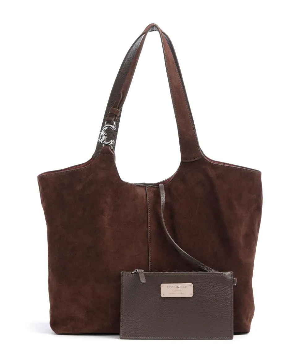 C-Easy Suede Beuteltasche aufgerautes Rindsleder dunkelbraun