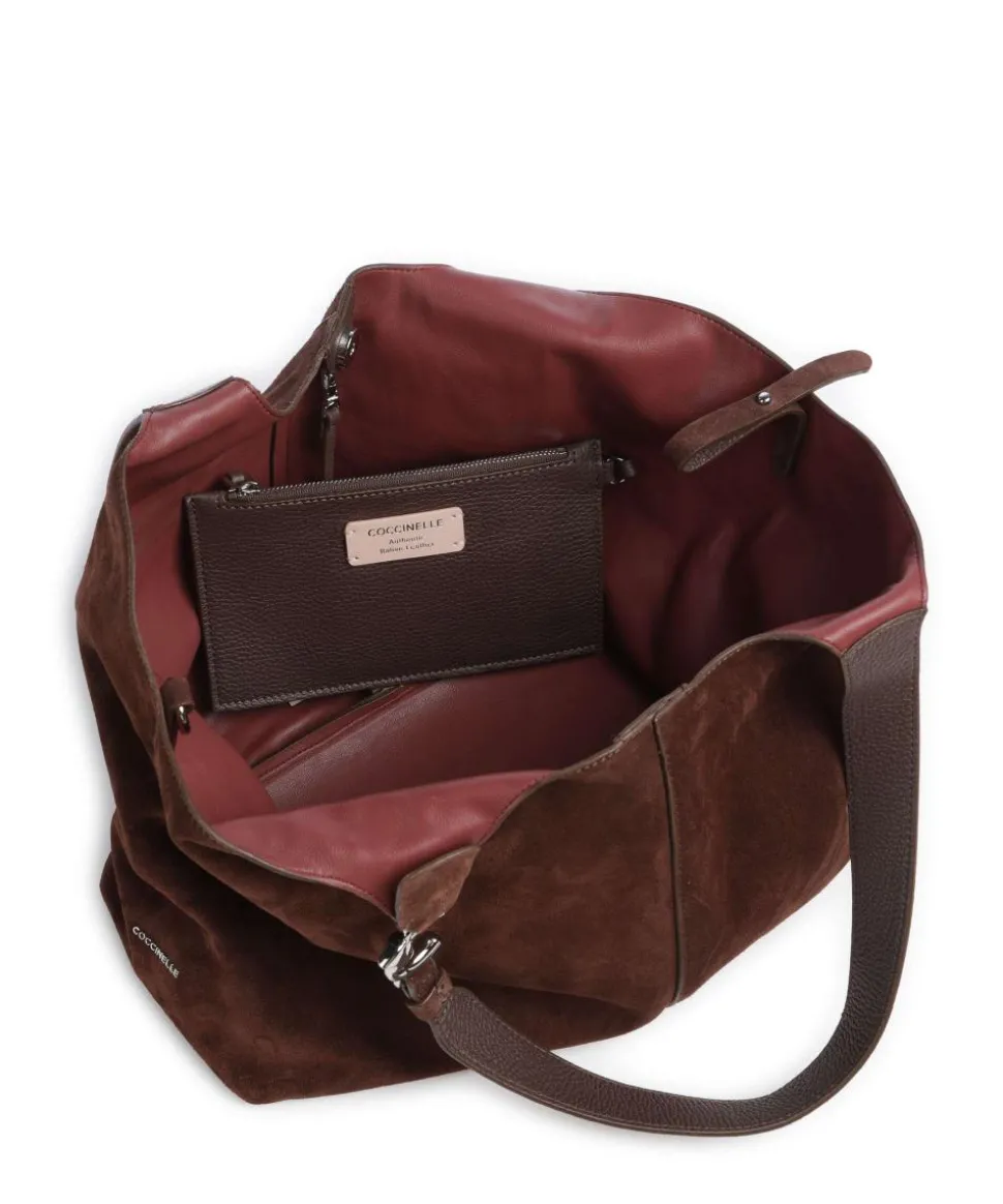 C-Easy Suede Beuteltasche aufgerautes Rindsleder dunkelbraun