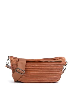 Check My Bag mini Umhängetasche genarbtes Leder karamellbraun