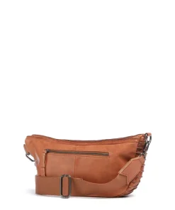 Check My Bag mini Umhängetasche genarbtes Leder karamellbraun