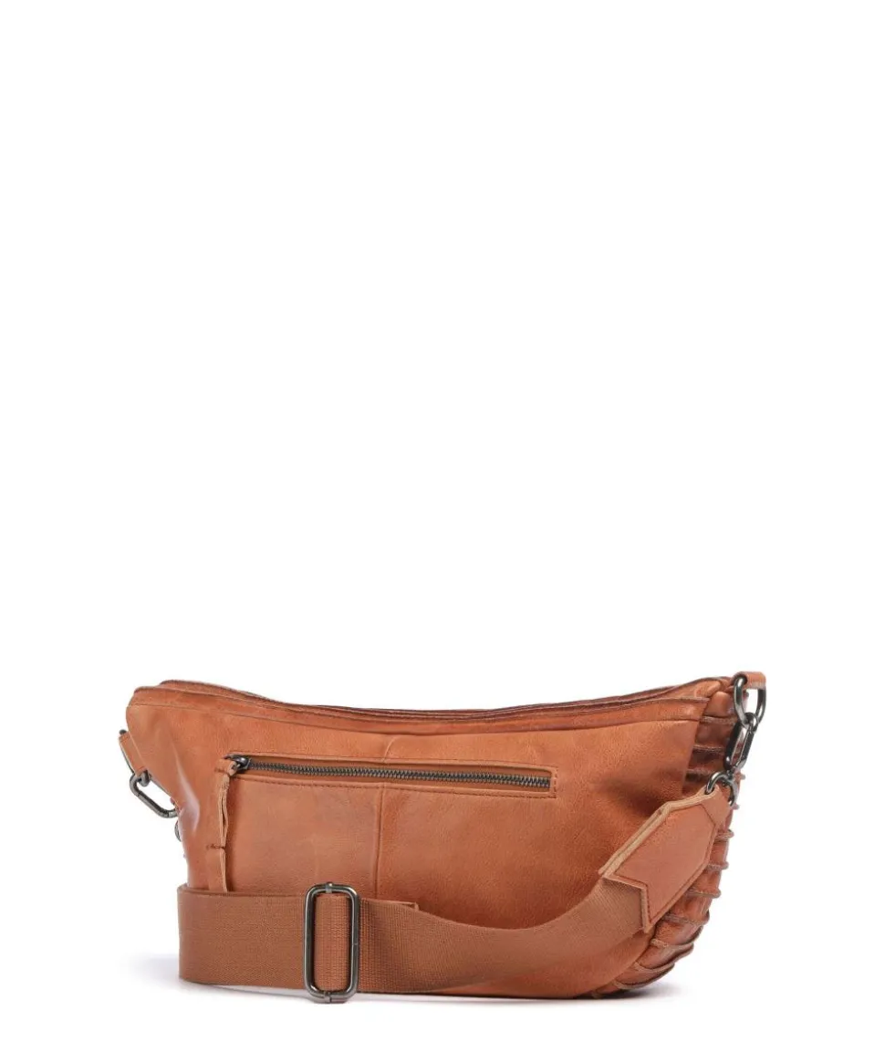 Check My Bag mini Umhängetasche genarbtes Leder karamellbraun