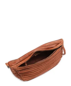 Check My Bag mini Umhängetasche genarbtes Leder karamellbraun