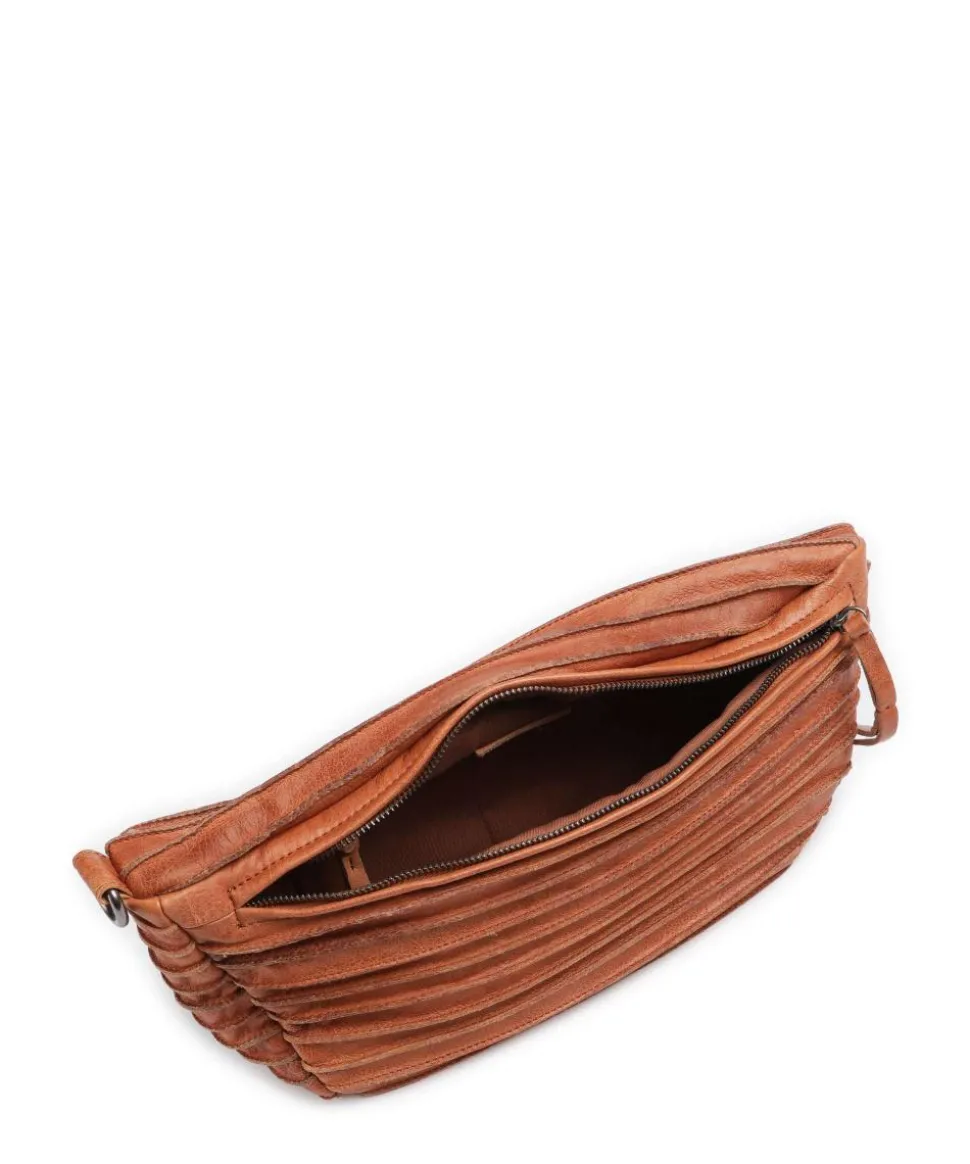 Check My Bag mini Umhängetasche genarbtes Leder karamellbraun