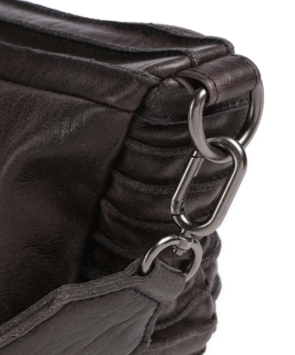 Check My Bag mini Umhängetasche genarbtes Leder dunkelbraun