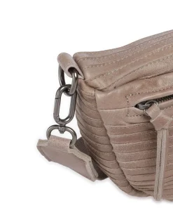 Check My Bag mini Umhängetasche genarbtes Leder taupe