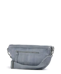 Check My Bag mini Umhängetasche genarbtes Leder hellblau