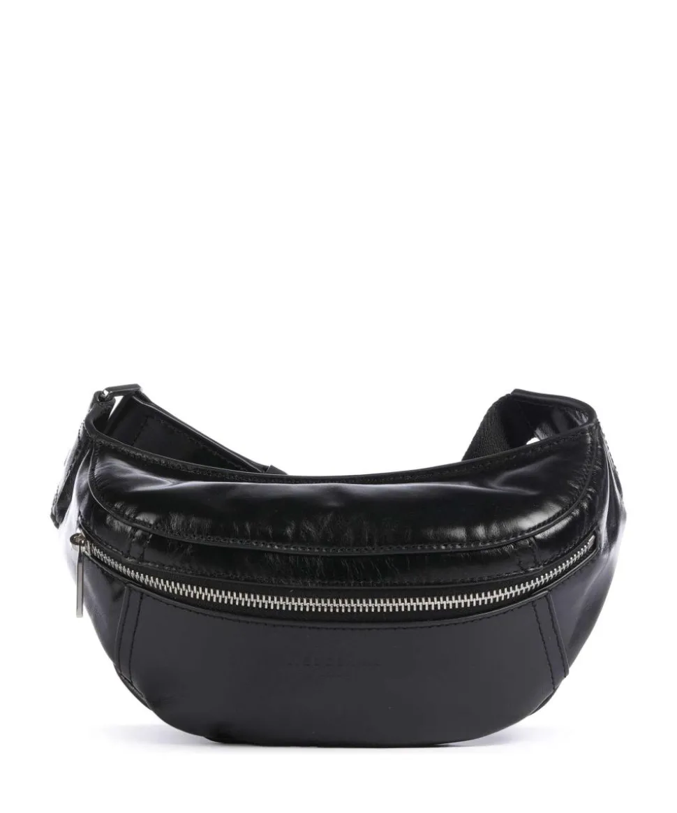 Chudy Paper Touch Crinkle S Gürteltasche fein genarbtes Leder schwarz