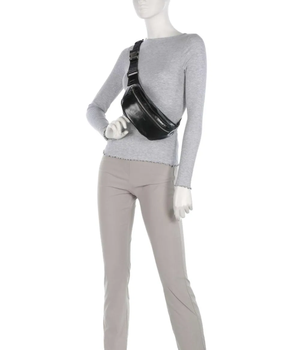 Chudy Paper Touch Crinkle S Gürteltasche fein genarbtes Leder schwarz