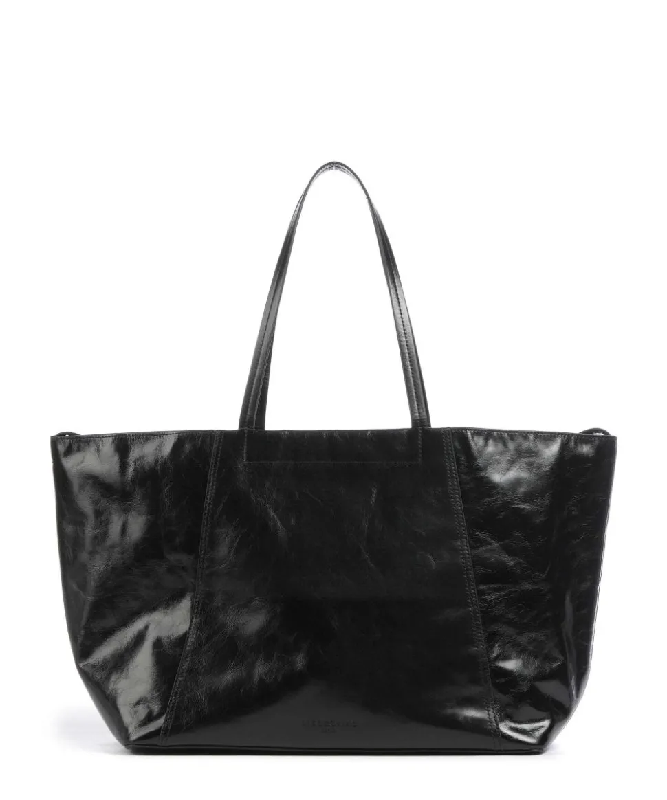 Chudy Paper Touch Crinkle L Shopper fein genarbtes Kalbsleder schwarz