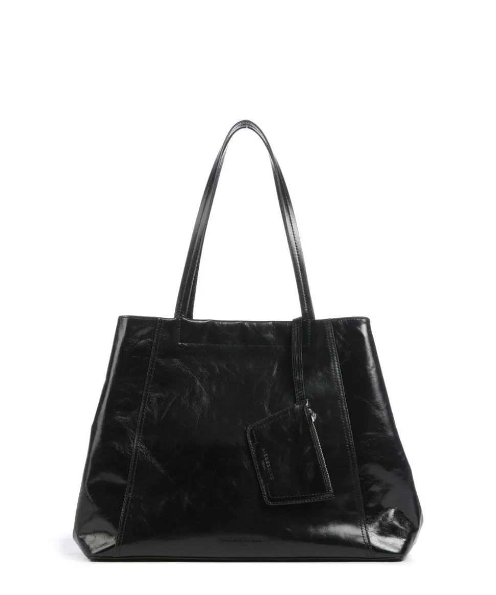 Chudy Paper Touch Crinkle L Shopper fein genarbtes Kalbsleder schwarz
