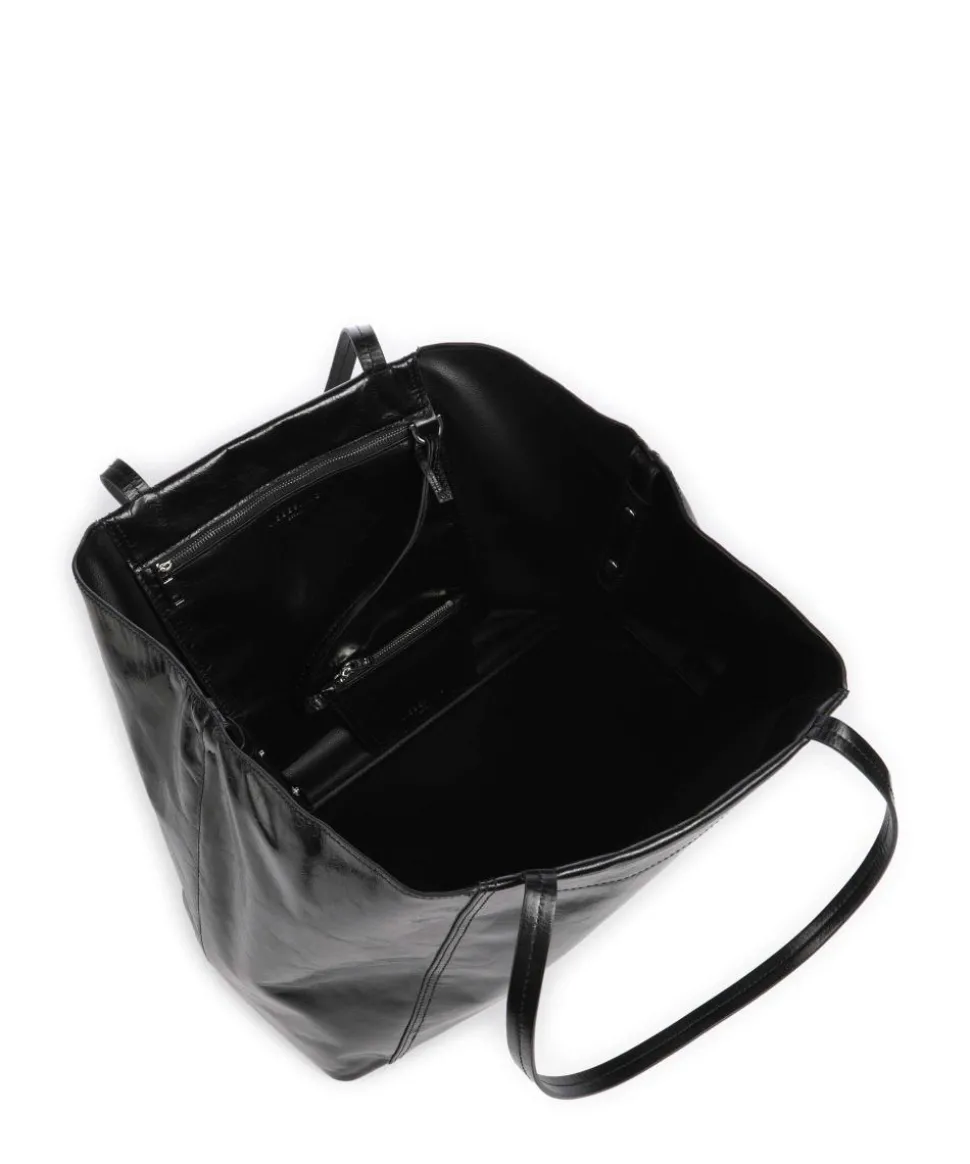 Chudy Paper Touch Crinkle L Shopper fein genarbtes Kalbsleder schwarz
