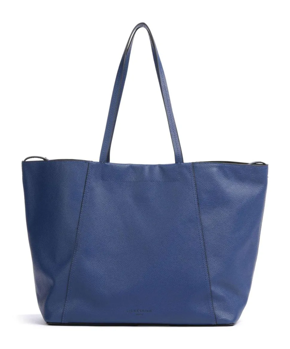 Chudy Small Pebble L Shopper genarbtes Rindsleder blau