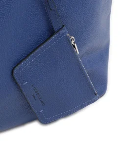 Chudy Small Pebble L Shopper genarbtes Rindsleder blau