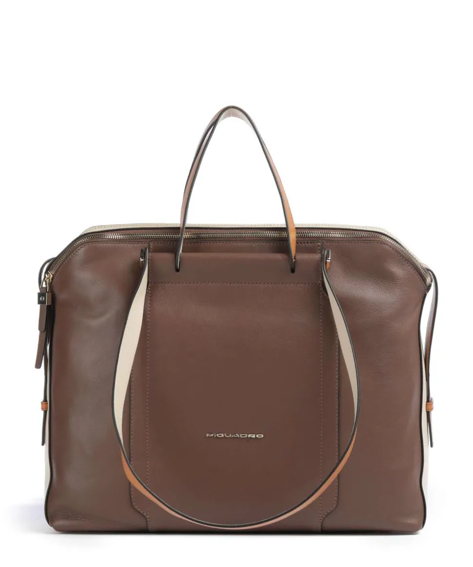 Circle Aktentasche 14″ fein genarbtes Rindsleder braun/beige