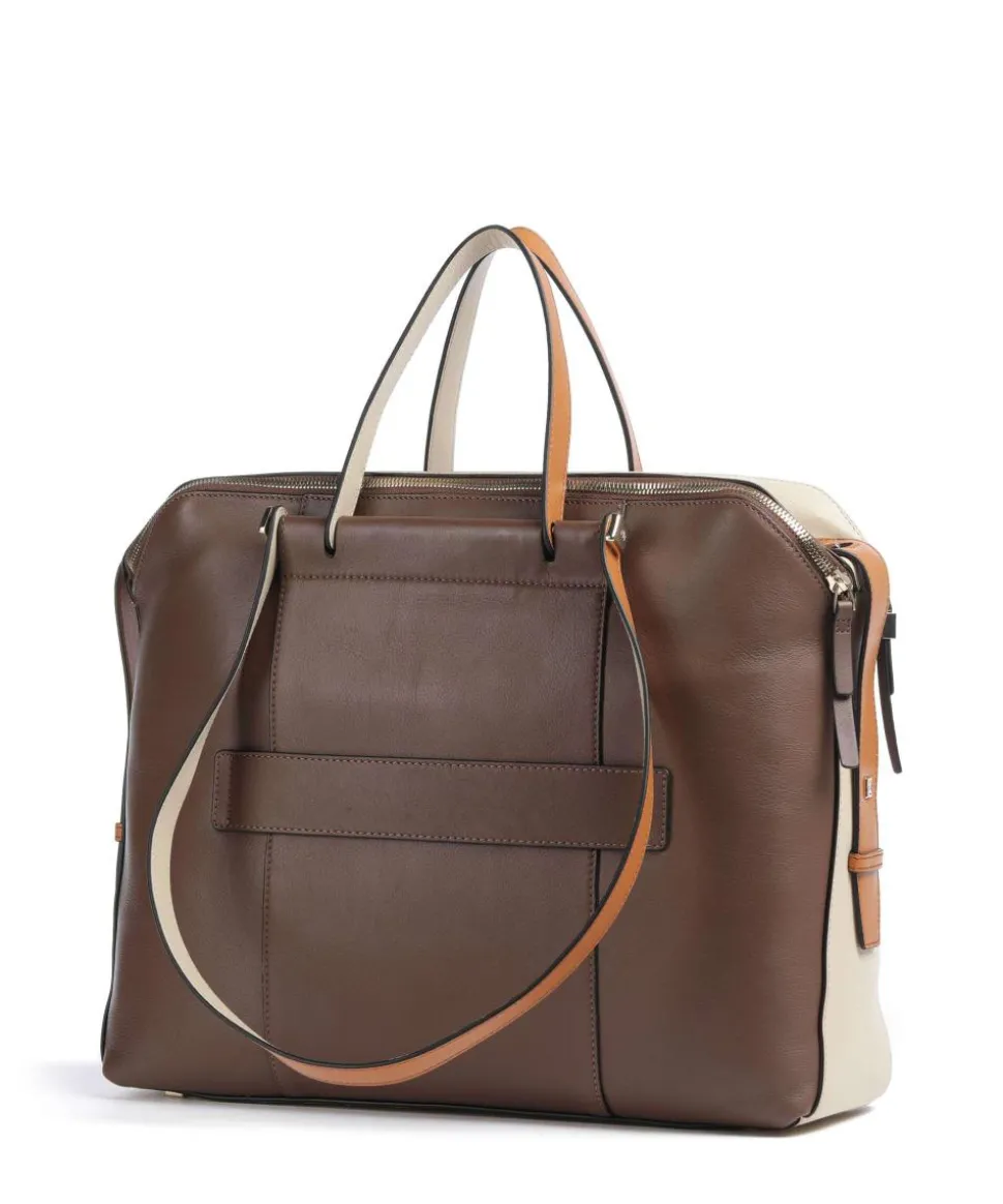 Circle Aktentasche 14″ fein genarbtes Rindsleder braun/beige