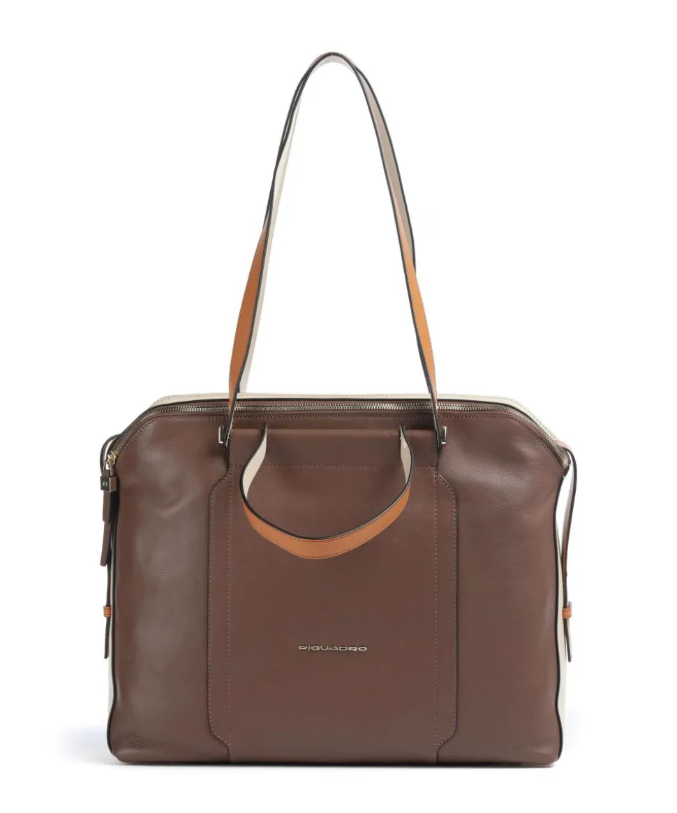 Circle Aktentasche 14″ fein genarbtes Rindsleder braun/beige