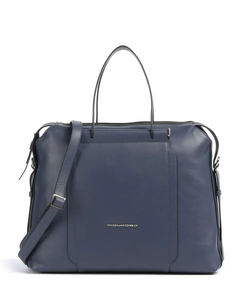 Circle Aktentasche 14″ genarbtes Leder dunkelblau