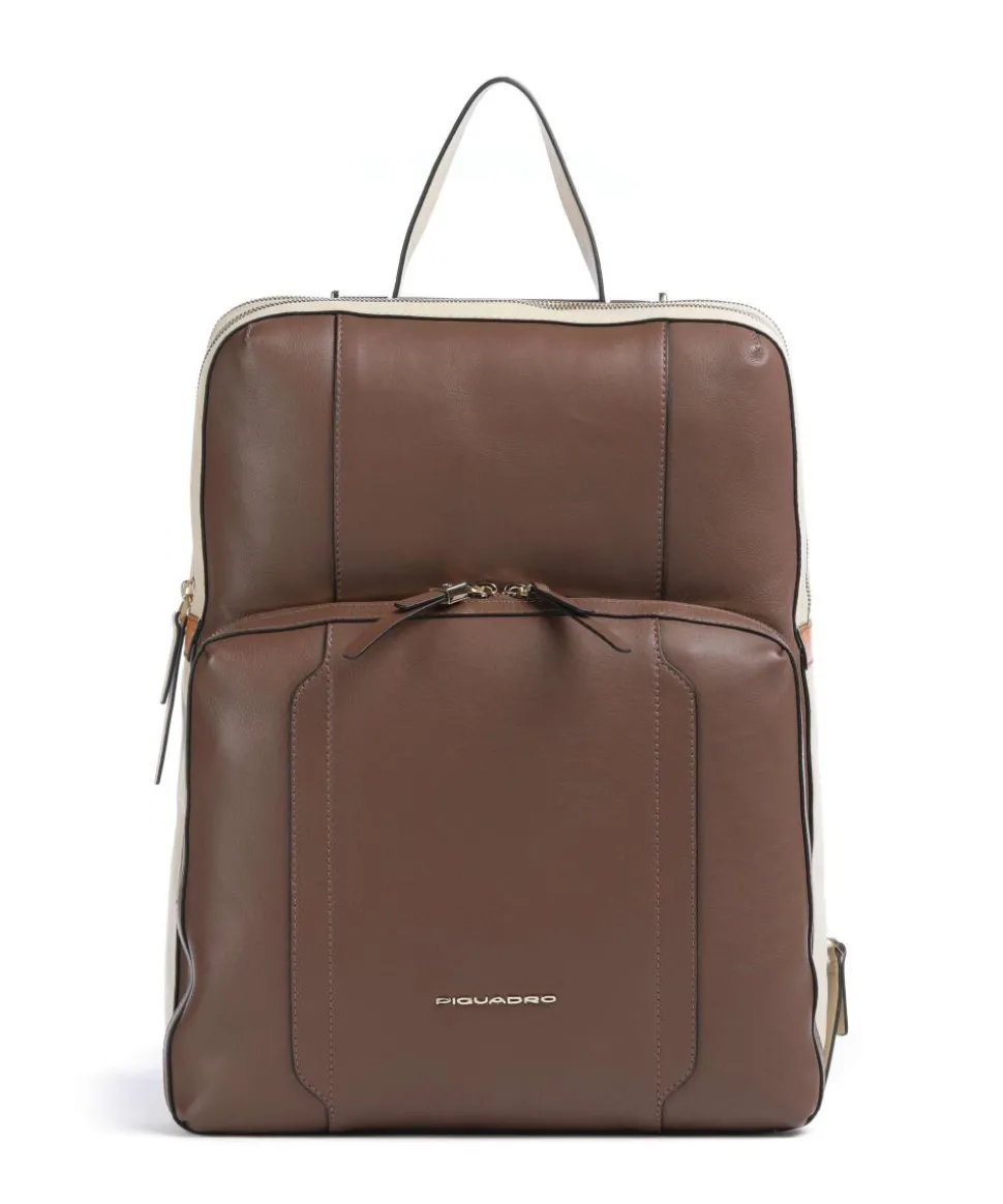 Circle Laptop-Rucksack 15″ fein genarbtes Rindsleder braun/beige