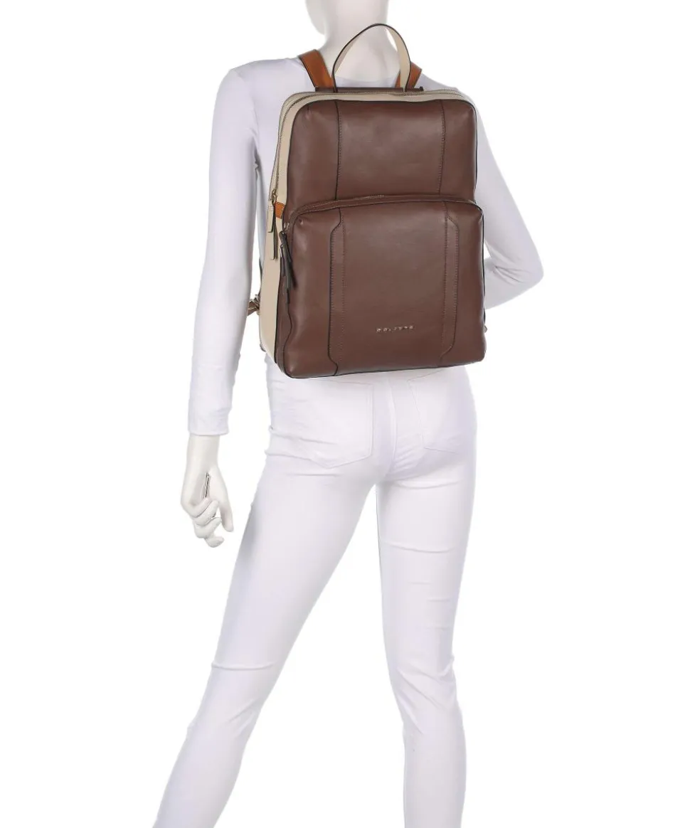 Circle Laptop-Rucksack 15″ fein genarbtes Rindsleder braun/beige