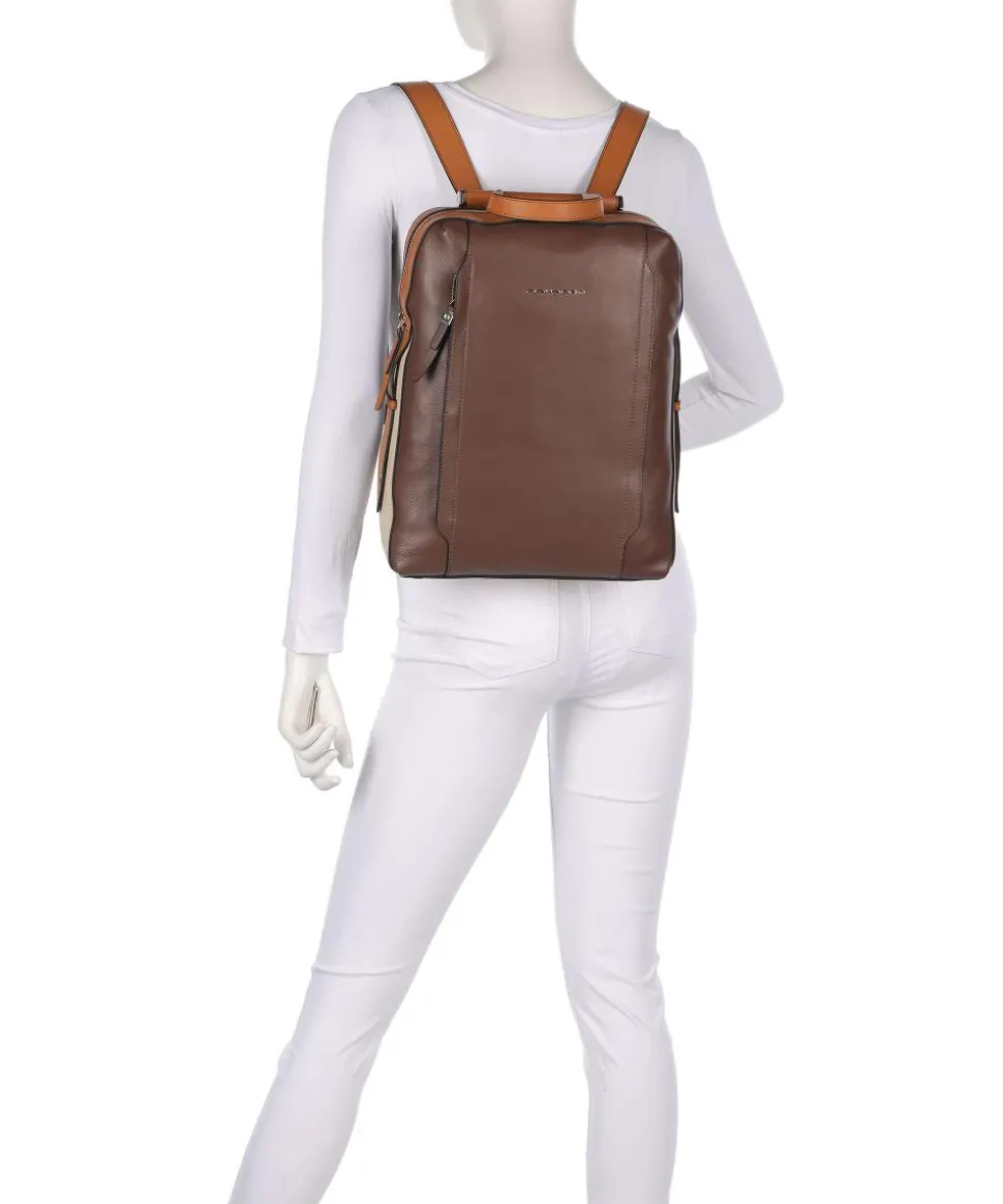 Circle Laptop-Rucksack 14″ genarbtes Rindsleder braun/beige