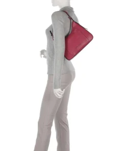 Circle Schultertasche fein genarbtes Rindsleder rot