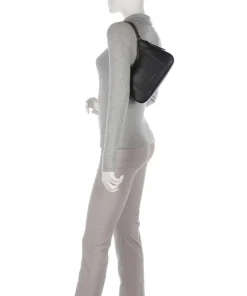 Circle Schultertasche genarbtes Rindsleder schwarz