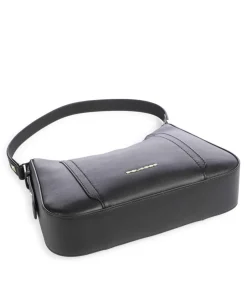 Circle Schultertasche genarbtes Rindsleder schwarz