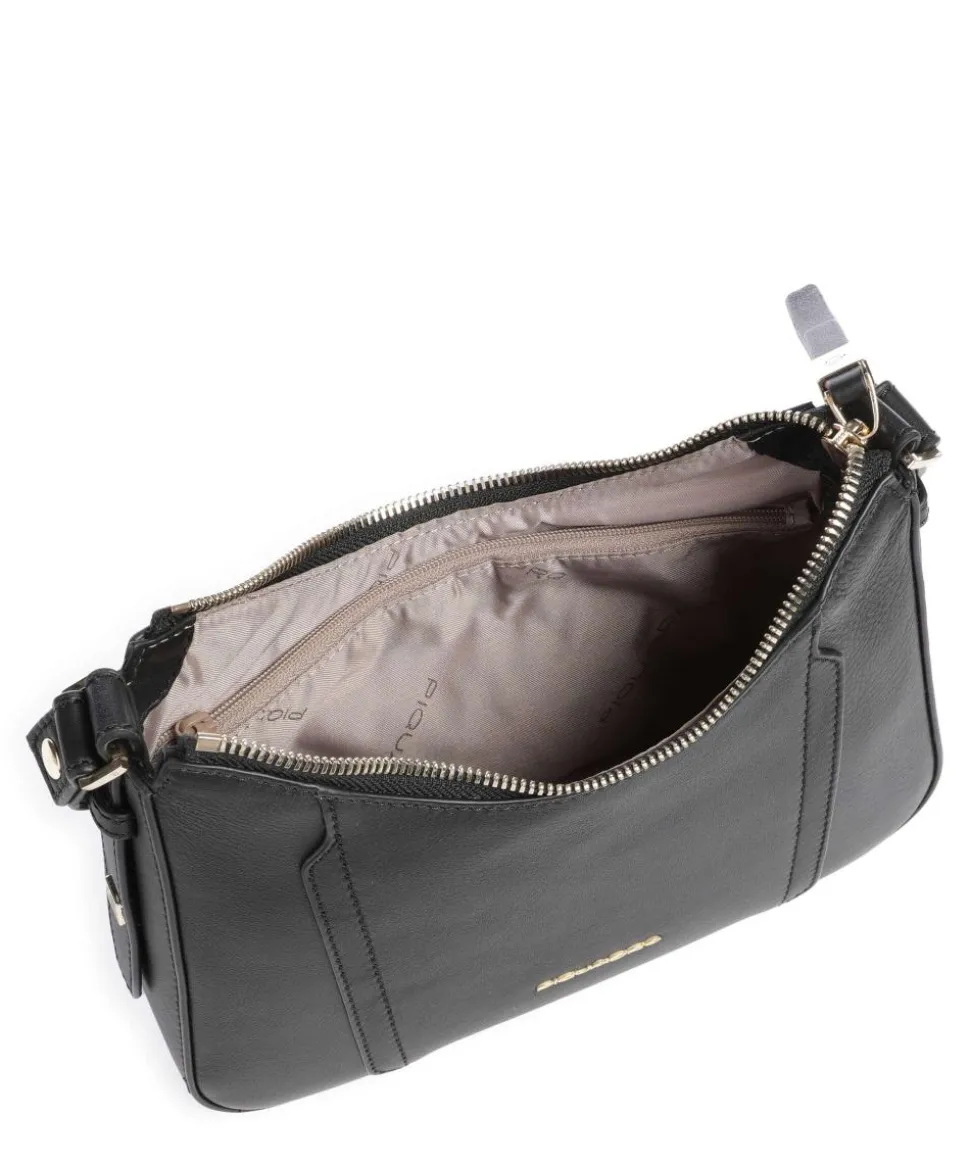 Circle Schultertasche genarbtes Rindsleder schwarz