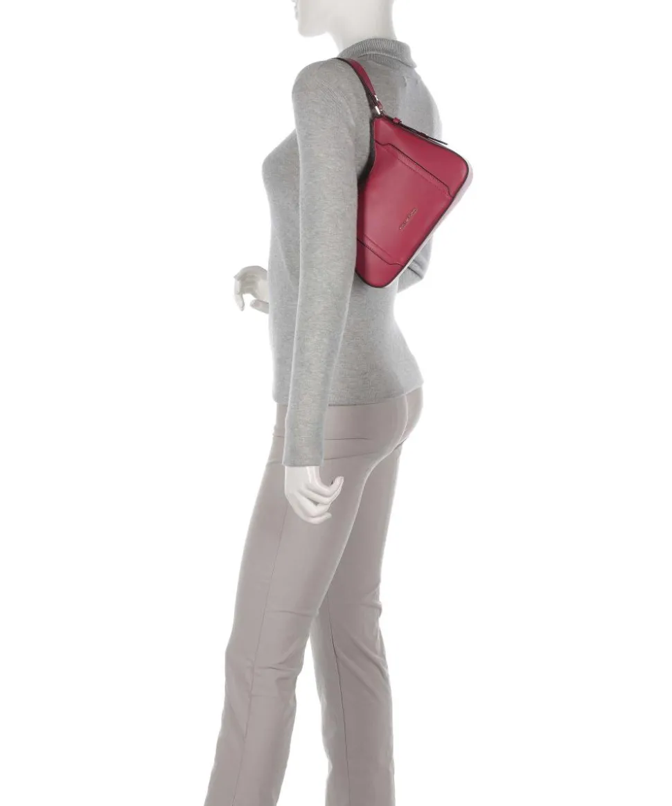 Circle Schultertasche genarbtes Rindsleder rot