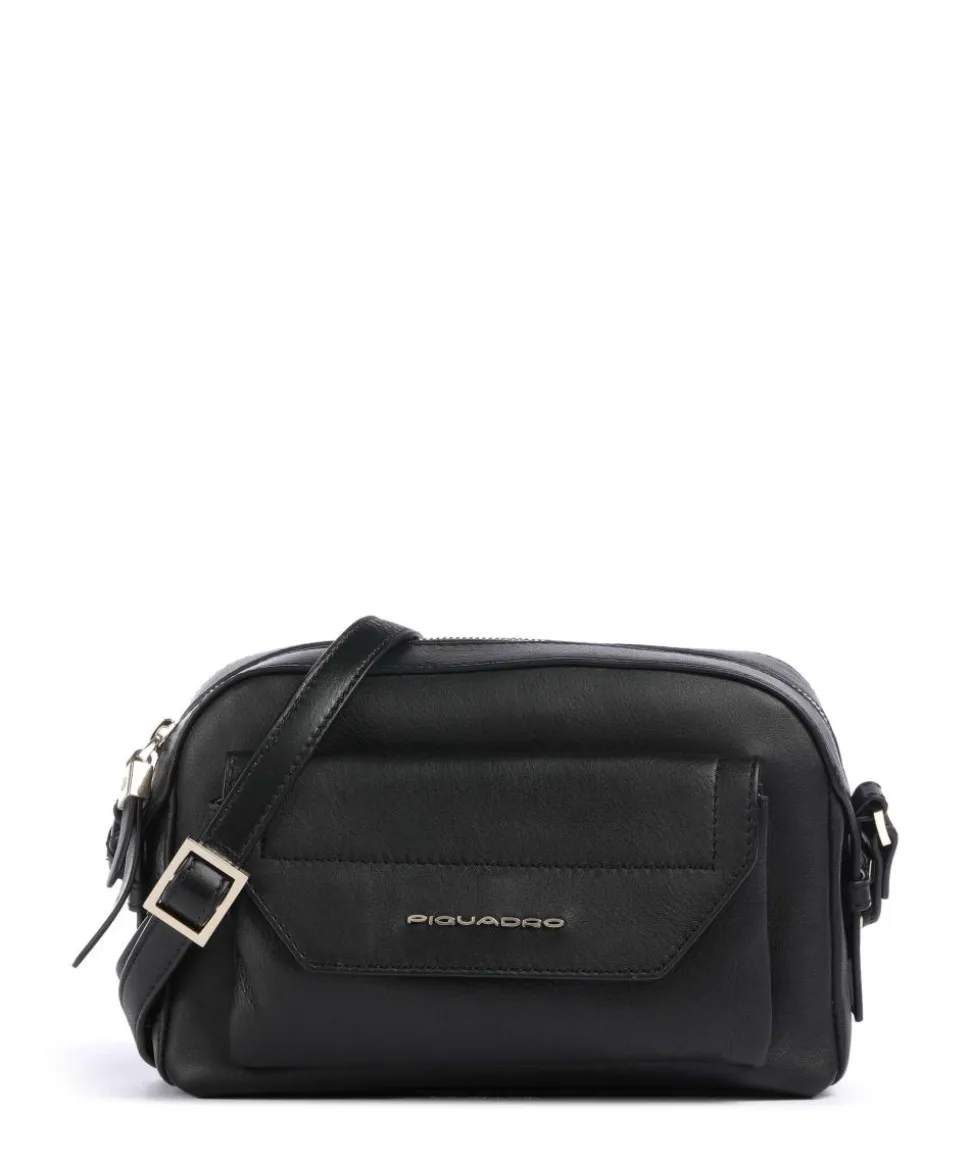 Circle Umhängetasche fein genarbtes Rindsleder schwarz