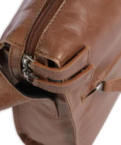 City Cowboy Clark Umhängetasche fein genarbtes Leder cognac