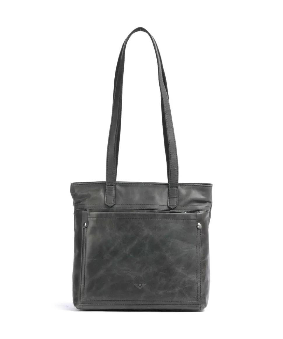 City Cowboy poly Schultertasche fein genarbtes Leder anthrazit