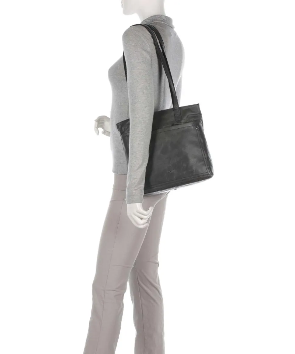 City Cowboy poly Schultertasche fein genarbtes Leder anthrazit