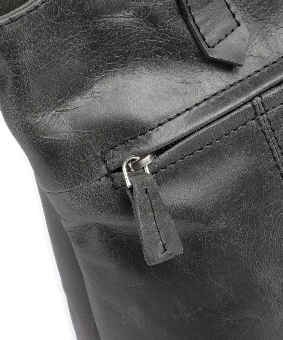 City Cowboy poly Schultertasche fein genarbtes Leder anthrazit