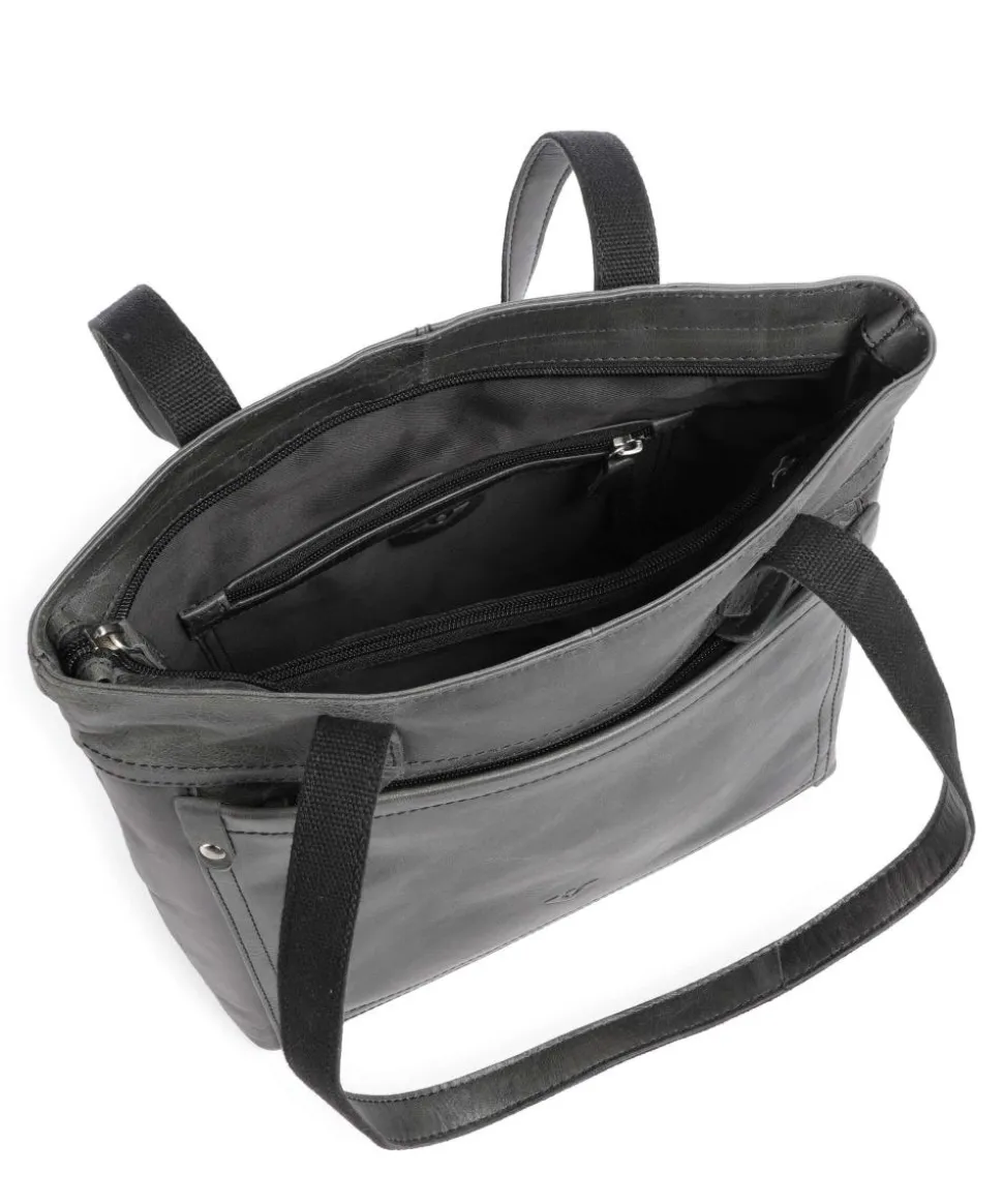 City Cowboy poly Schultertasche fein genarbtes Leder anthrazit