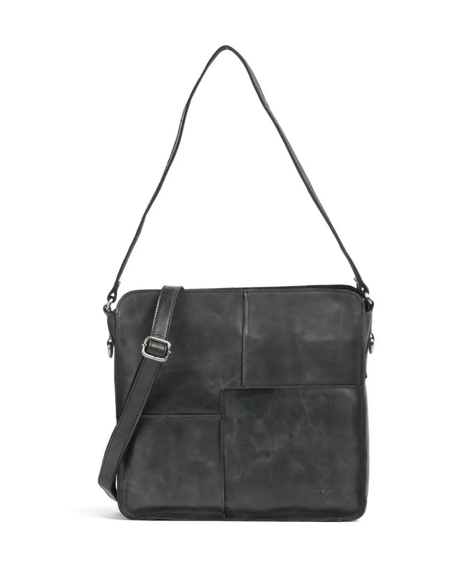 City Cowboy Ulani Schultertasche fein genarbtes Leder schwarz