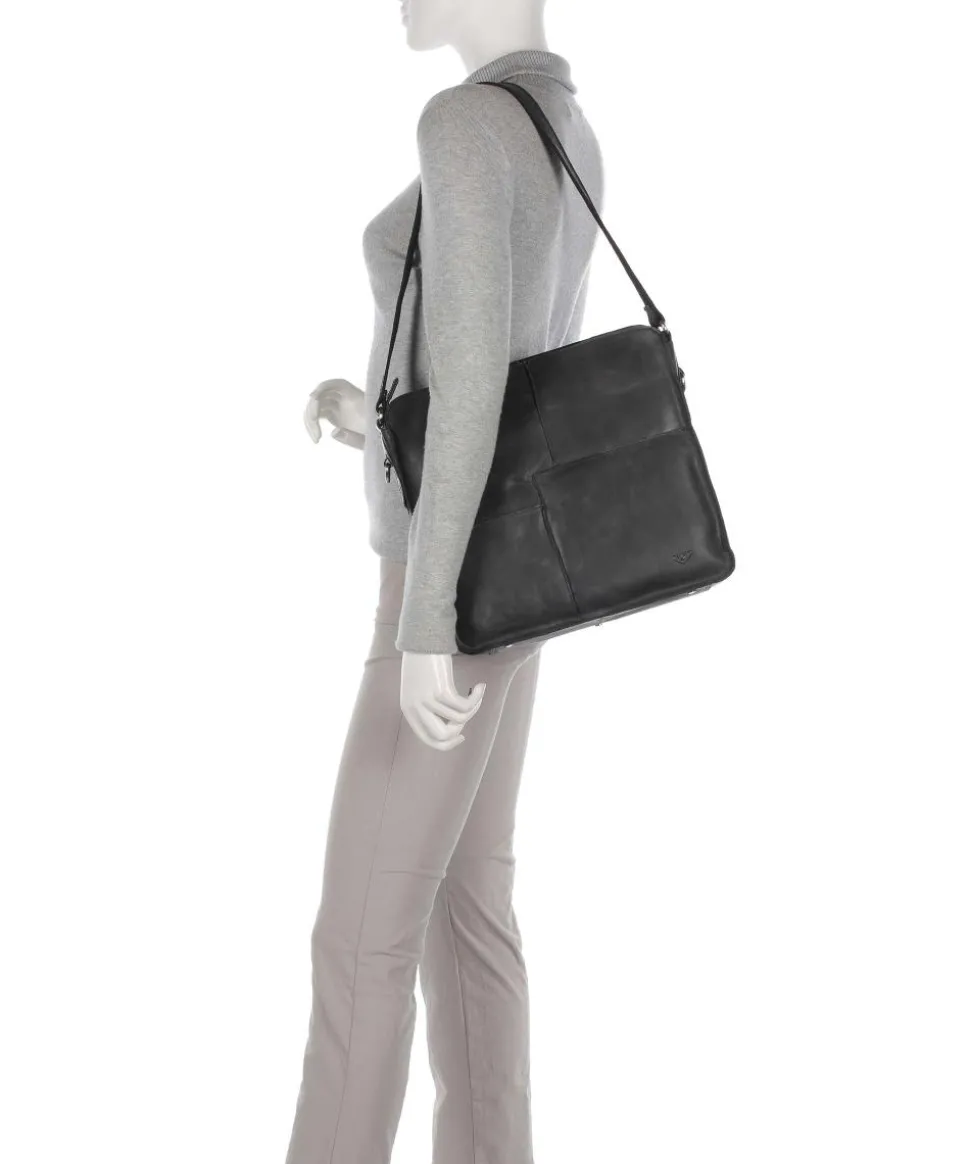 City Cowboy Ulani Schultertasche fein genarbtes Leder schwarz