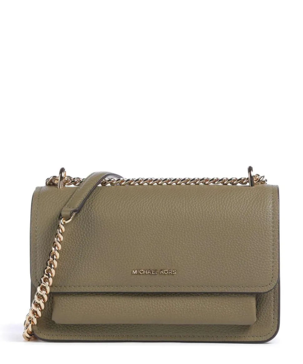 Claire Large Schultertasche genarbtes Rindsleder khaki