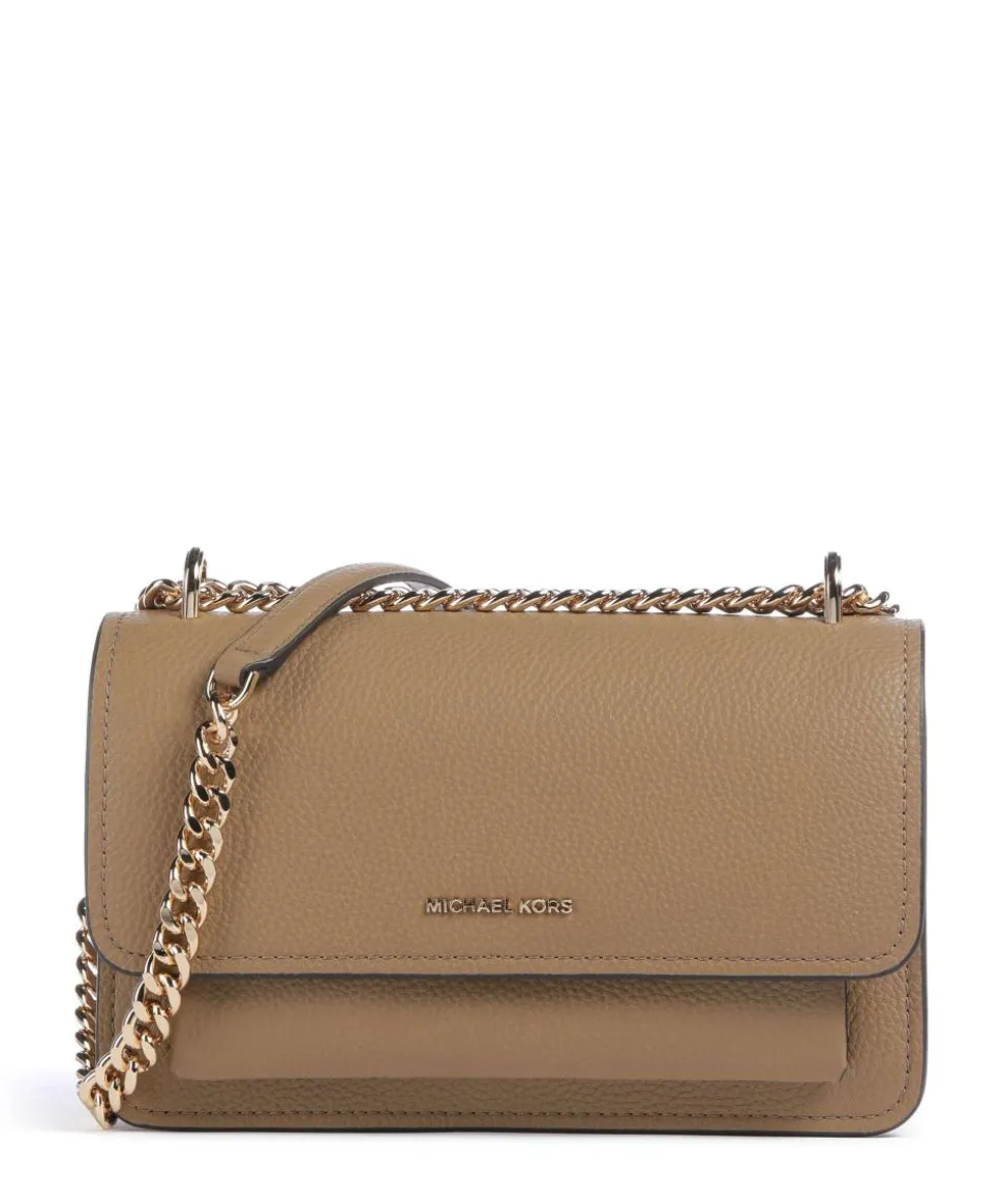 Claire Large Schultertasche genarbtes Rindsleder taupe