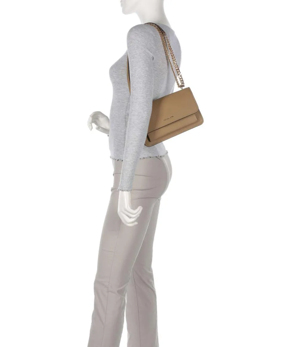 Claire Large Schultertasche genarbtes Rindsleder taupe