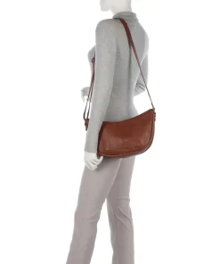 Clarita Schultertasche weiches Rindsleder cognac