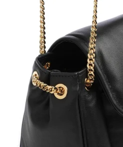 C-Me Fluffy Schultertasche fein genarbtes Rindsleder schwarz