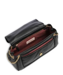 C-Me Fluffy Schultertasche fein genarbtes Rindsleder schwarz