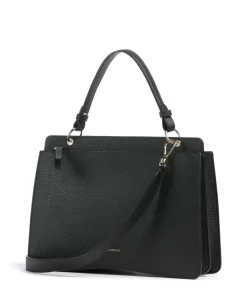 C-Me Handtasche genarbtes Rindsleder schwarz