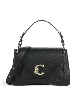 C-Me Handtasche genarbtes Leder schwarz