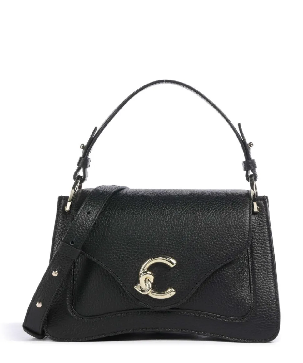 C-Me Handtasche genarbtes Leder schwarz