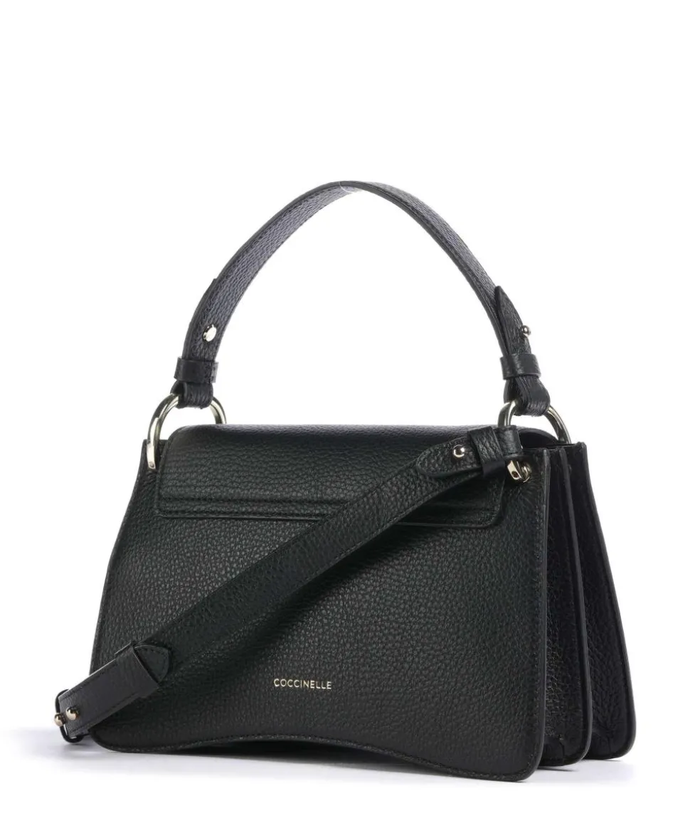 C-Me Handtasche genarbtes Leder schwarz